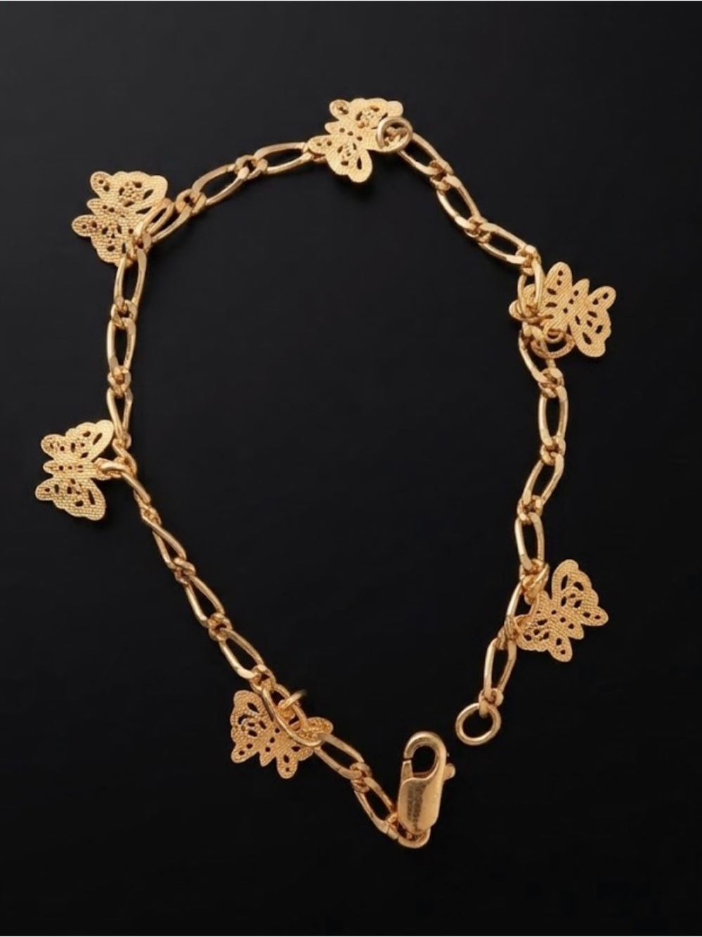 Delicate Gold-Tone Butterfly Charm Bracelet